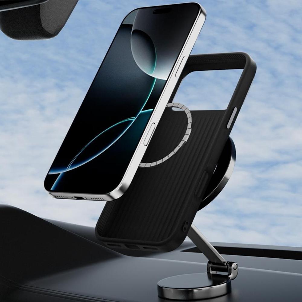 ABEEL For iPhone 17 Case PC+TPU+Aluminum Alloy+PU Leather Phone Cover Compatible with MagSafe