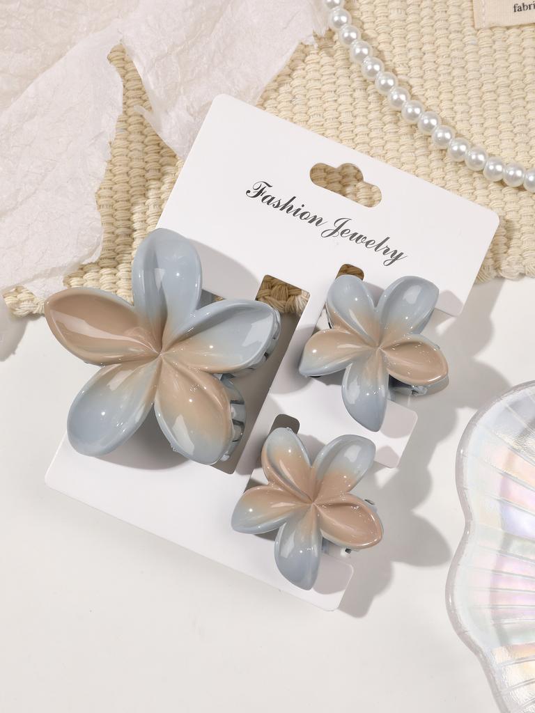 2 Pcs Hawaiian Flower Claw Clips for Women,Marble Vein Flower Hair Claw Clips for Thin Hair,Cute Beach Hair Accessories