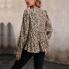 Women's Fashion Casual Leopard Print Long Sleeve V-Neck Blouses & Shirts