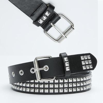 Unisex Pasek Punkowy z Metalowymi Piramidkami i Nitami