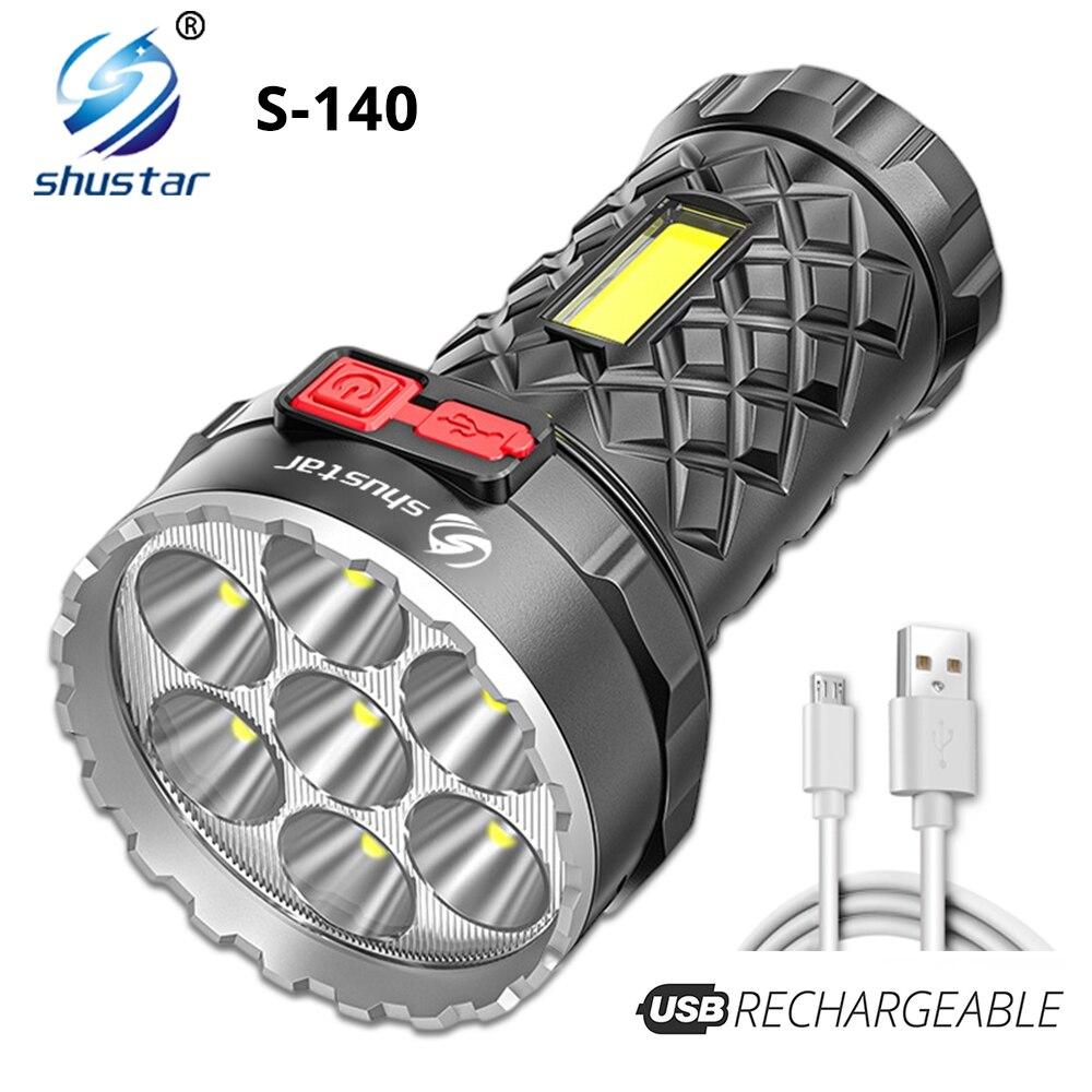 Супер яркий фонарик Супер светодиодный фонарик с перезаряжаемым боковым ...