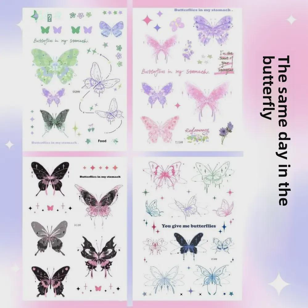 Waterproof Realistic Butterfly Tattoo Sticker – Small, Fresh, Aesthetic Cartoon Style, Long-Lasting, Personalized Colors