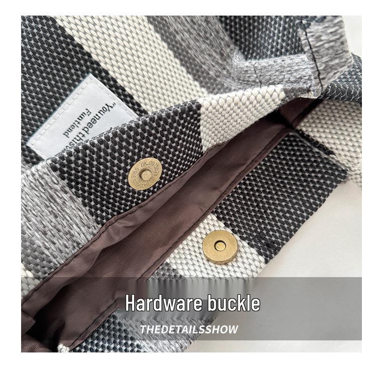 2023 Striped Canvas Tote Bag: Casual, Large Capacity, Autumn Fashion, Shoulder & Handheld
