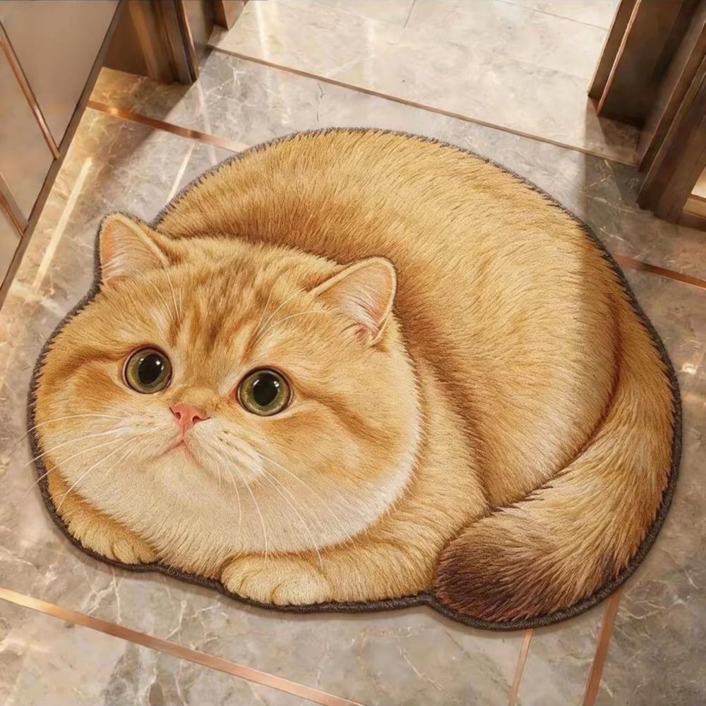 Diatomaceous Earth 3D Cat Floor Mat 45×60CM Bedroom Door Rug Creativity Bathroom Carpet Home Decor
