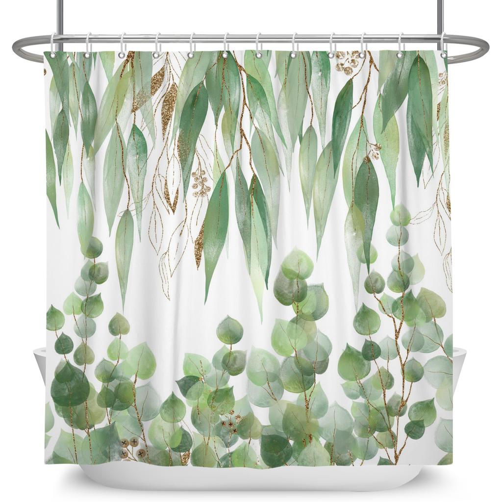Watercolor Floral Shower Curtain Waterproof Easy To Clean Privacy Protection Print Botanical Design Elegant Bathroom Decor