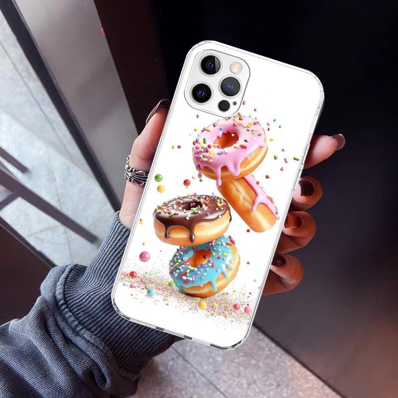 Macaron Eiscreme Kuchen Donut Handyhülle Für iPhone 17 Air 11 13 Mini 14 15 Plus 16 12 Pro Max 16E SE 7 8 Muster Weiche TPU Bac