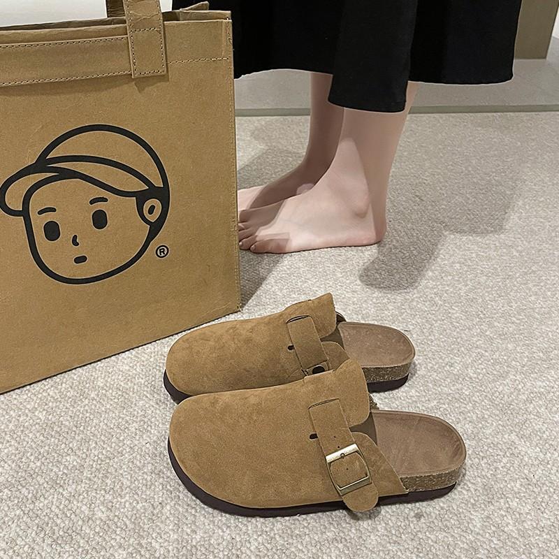 Women's Flat Cork Clogs Shoes Fashion Closed Toe Suede Platform Slippers for Women Outdoor Casual Slides Shoes Zapatos
