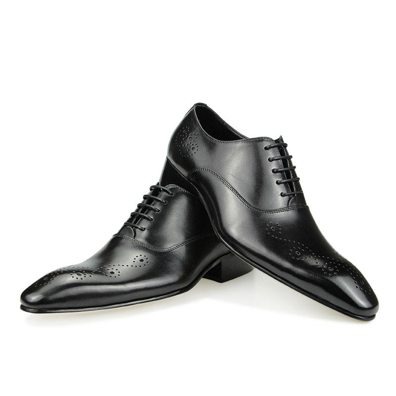 Fashion Black Dress Shoes Oxfords for Mens Luxury Business Party Banquet Daily Retro Genuine Leather Shoe Lace-up Handmade Wedding Shoes