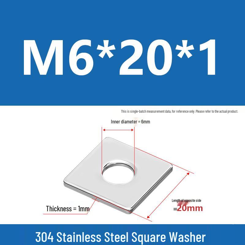 304 Stainless Steel Thickened Square Washer for Curtain Wall (M4-M16)