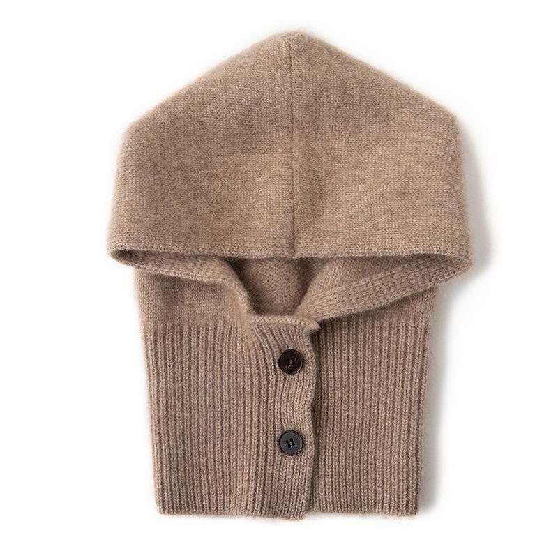 

Кашемировый осенне-зимний новый однотонный шарф, интегрированная шапка, велосипедная теплая шапка для защиты ушей, вязаная шапка One Size