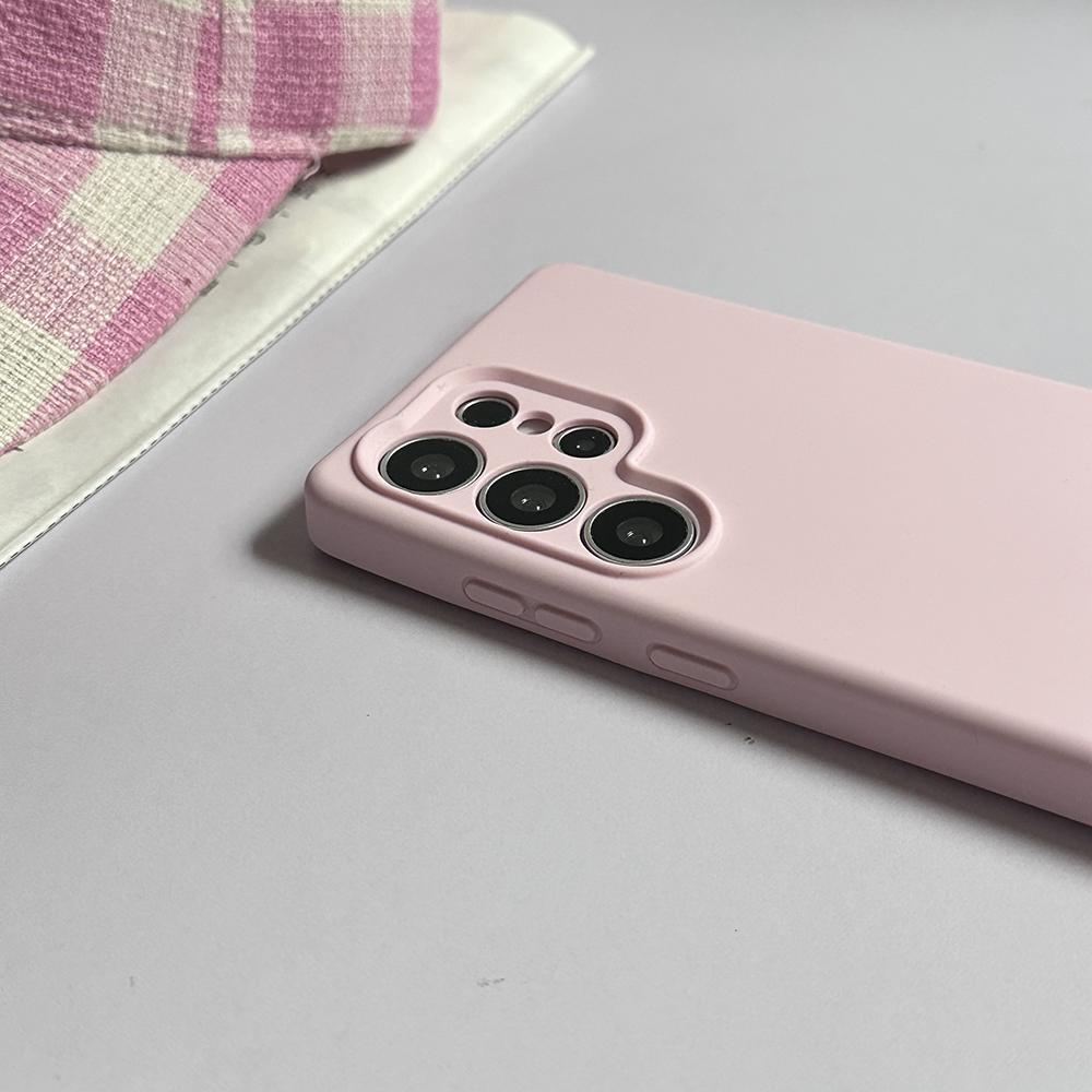

For Samsung Galaxy S25 Ultra Case with Finger Strap Soft Silicone Phone Back Cover Pink