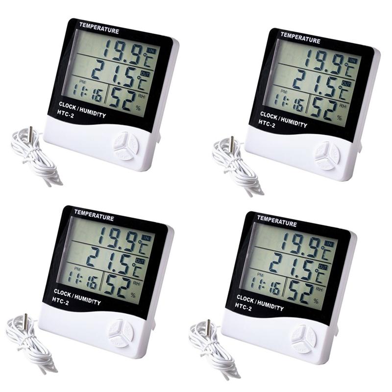 ABBP-Large Screen Thermometer And Hygrometer Household Indoor And Outdoor Alarm Clock Temperature Meter Digital Display