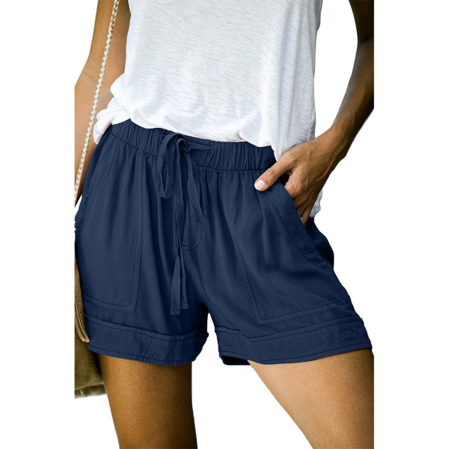 YYFS Pantaloncini sportivi a vita alta con stampa tinta unita casual alla moda da donna