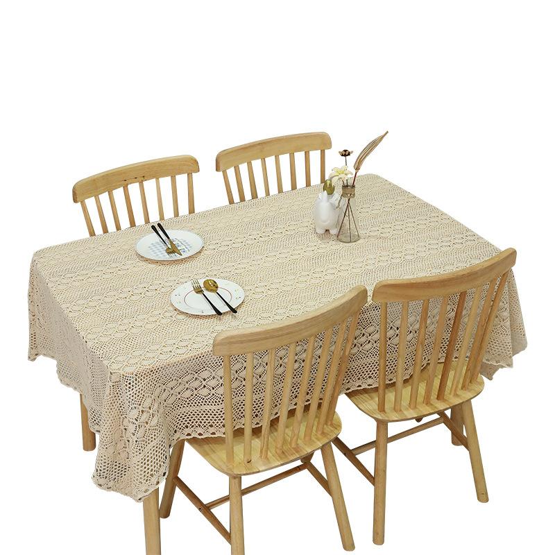 Elegant Retro Pastoral Style Lace Simple Crochet Tablecloth Cotton and Linen Coffee Table Cloth Background Cloth Placemat
