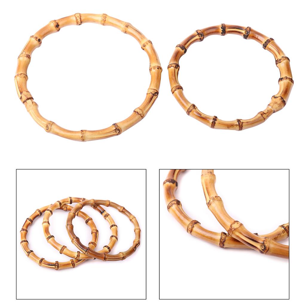 Flat Round Shape Bag Purse Handle Practical Bamboo Bag Handle DIY Handle Replacements for Handmade Beach-Bag Purse Bag