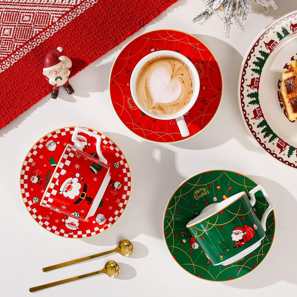 Juego de Taza de Café de Regalo de Navidad Nueva con Cuchara Taza de Agua para Pareja de Aspecto Elevado Regalo de Recuerdo Taza de Regalo Pequeña para Niñas