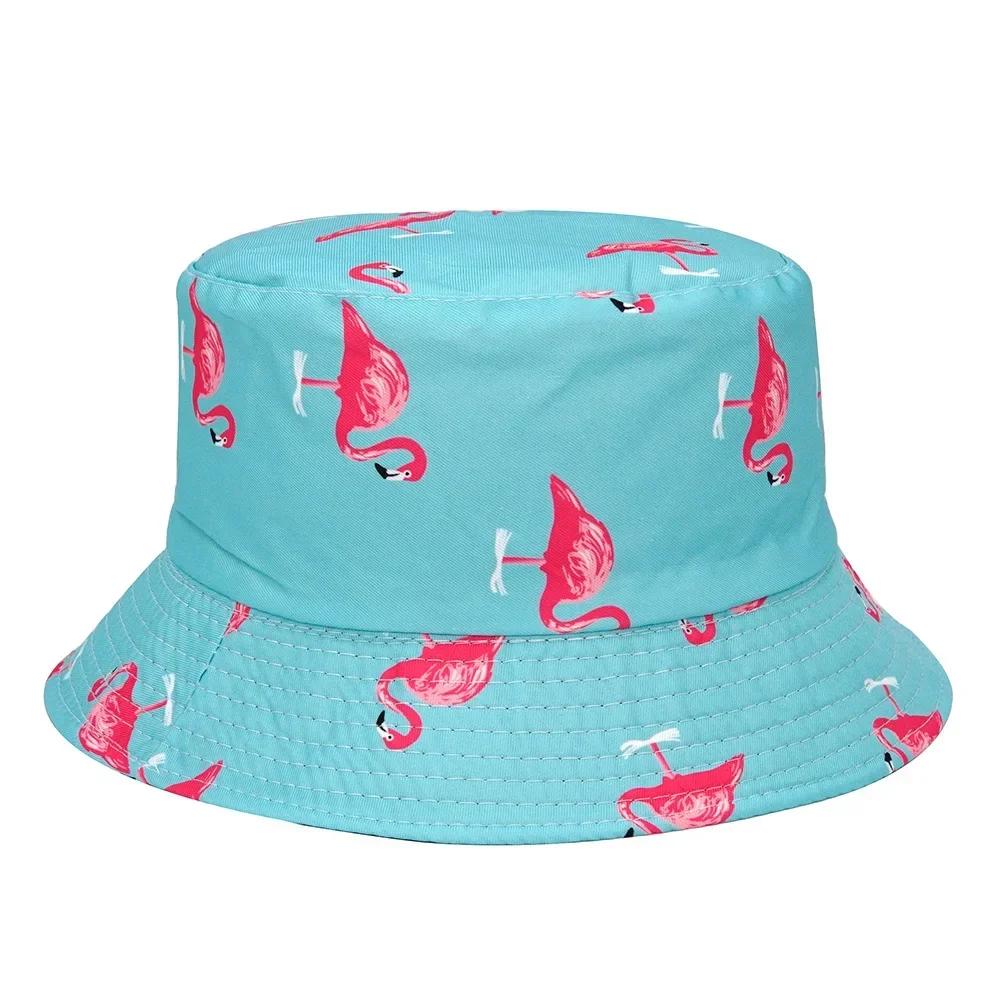 Panama Bucket Hat For Men Women Summer Bucket Cap Flamingo Print Hat Bob Hat Hip Hop Gorros Fishing Fisherman Hat