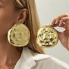 Ingemark Hyperbole Big Irregular Round Texture Stud Earrings Women Vintage Punk Metal Pierced Earrings 2026 New Year Jewelry