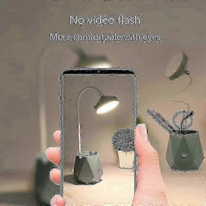 Led Table Lamp, Eye-caring Light Press Control 3 Level Dimmer Usb Portable Charging Port with Pencil