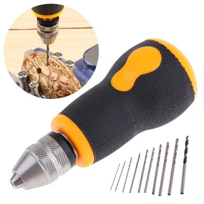 Portable Micro Mini Small Hand Drill + 10Pcs Twist Drill Bits Tool 0.8-3.0mm