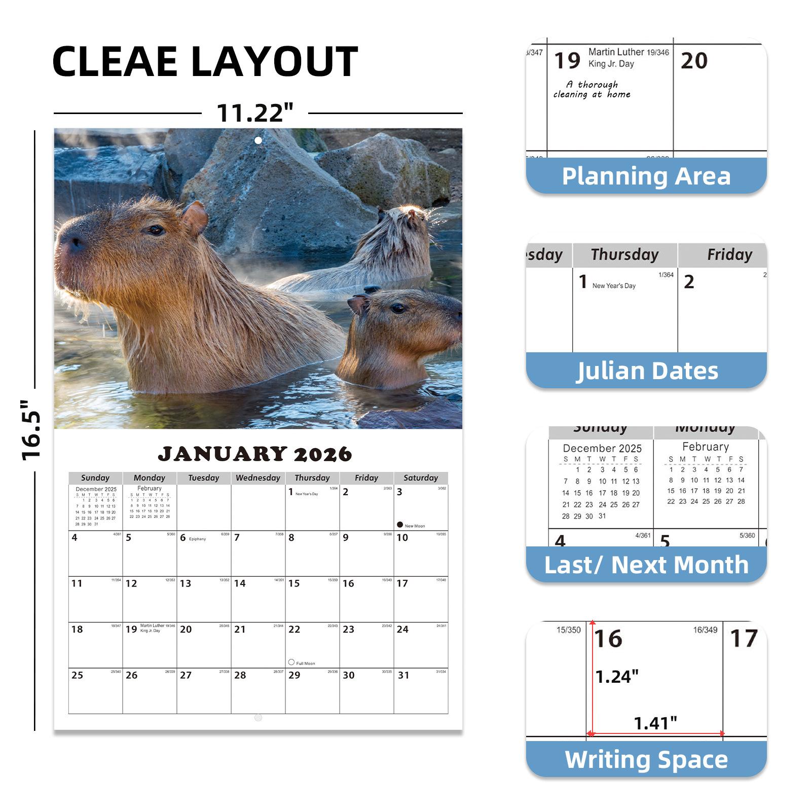 

Календарь на стену на 2026 год, тематический, месячный календарь с 16 фотографиями в высоком разрешении One Size