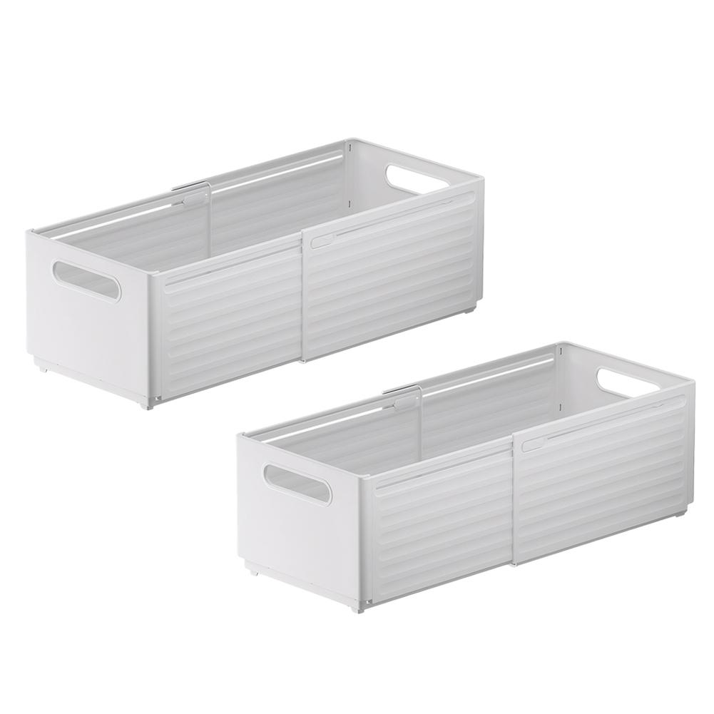 2Pcs Retractable Storage Bins with Handles Drawer Organizer Organisers Container Baskets for Kitchen Cabinets Wardrobes Bathroom