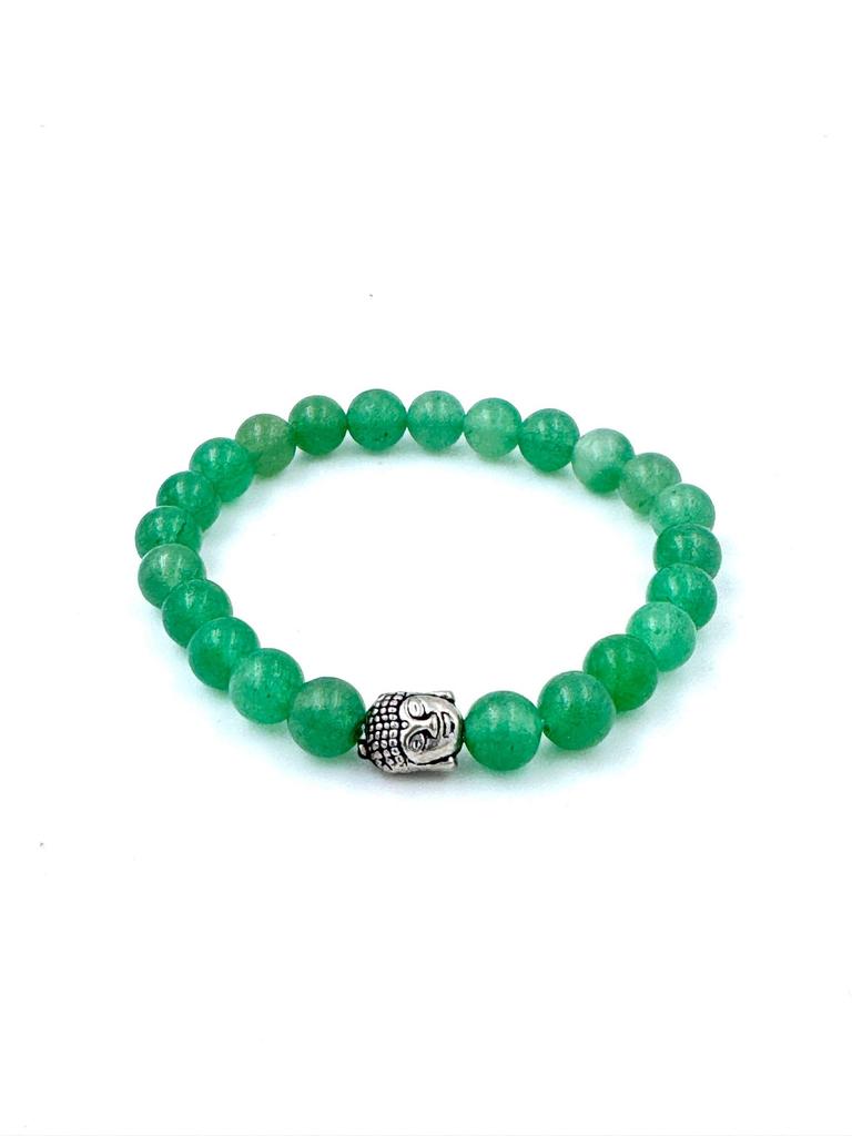 Green Aventurine Beaded Bracelet with Buddha Charm, Adjustable Fit, Spiritual Gemstone Perfect Gift for Both Men's and Women's "