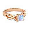 Moonstone Twisted Vine Band Ring - 925 Sterling Silver Rose Gold Vermeil