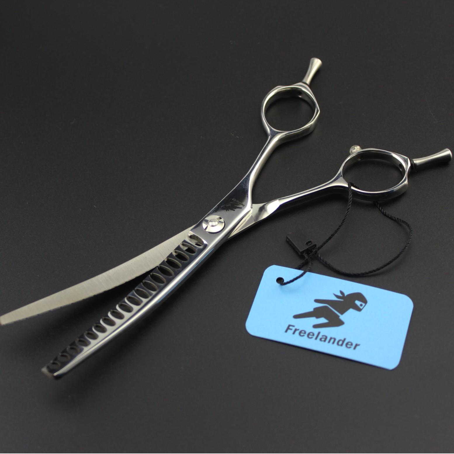 6.5-Inch Pet Grooming Curved Thinning Scissors with Bag 6.5 inch Curved Thinning Scissors Fishbone Teeth