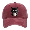 Casquette de baseball à motif chat réglable pare-soleil à bord incurvé chapeau de soleil unisexe style hip hop décontracté casquette café délavée