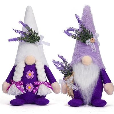 Auffällige Lavendel-Gnome Dekorationen Handgefertigte Figuren für Frühling und Sommer