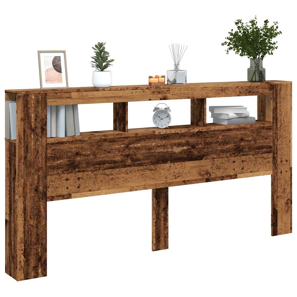 Vidaxl Wezgłowie Łóżka Z Led, Stare Drewno, 200X18,5X103,5 Cm