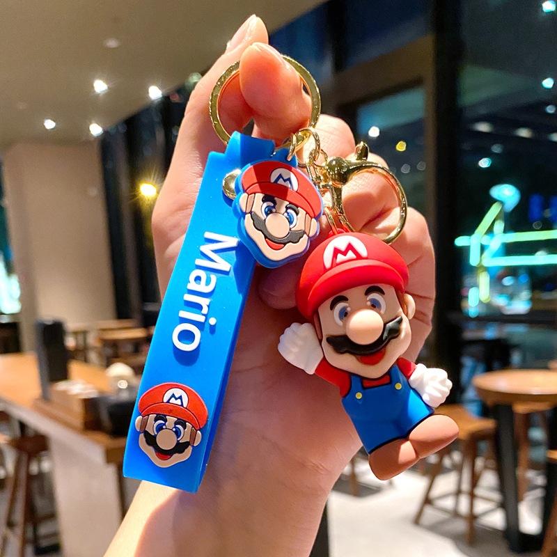 Cartoon Creative Super Mary Keychain Mario Doll Car Key Chain Schoolbag Pendant Small Gift large