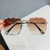 Women Rimless Sunglasses Ocean Lens Irregular Frame UV Protection