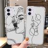 For iPhone 15 16 Pro Max Case For iPhone 11 13 14 Pro Max 13 12 Mini 7 8 XR XS X SE 3 Abstract Line Face Aesthetic Phone Cover