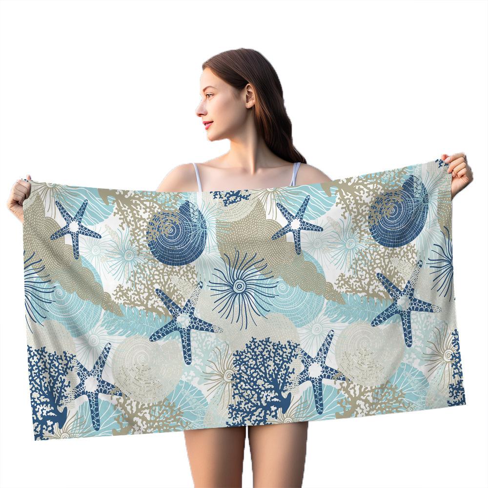 Artistic printed patterns digital-printed polyester Superfine fiber double-sided fleece Beach vacation bath towel, beach towel