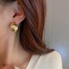 Minimalism Retro Geometric Textured Metal C-shaped Stud Earrings for Women Korean Statement Earrings Party Daily Wear Jewelry