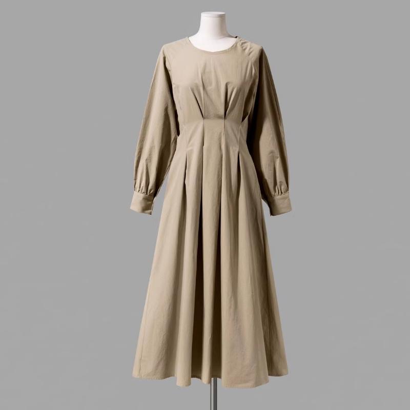 

Johnature весенний пуловер трапециевидной формы с длинными рукавами на талии и круглым вырезом, женские корейские модные платья с эластичной талией XL хаки