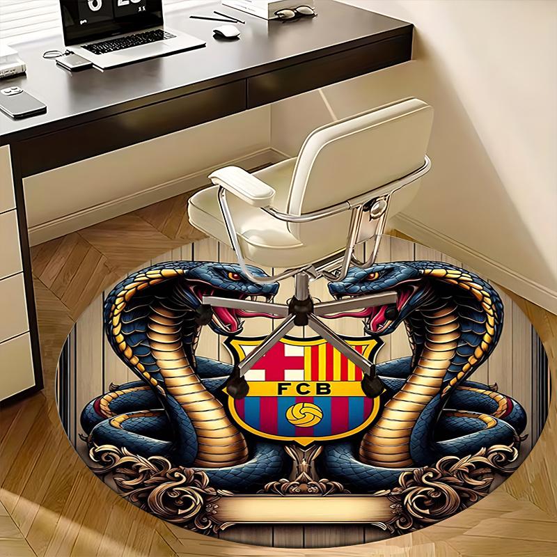 

FCB Snake Crest,Barcelona Crest with Snakes Chair mat Round Rug Office carpet, Machine Washable, Non slip, Suitable for Living Rooms, Bedrooms 100cm