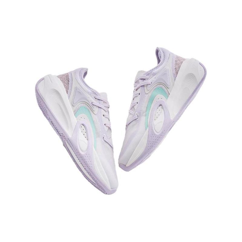 Anta Cushioned Anti-Slip Wear-Resistant Breathable Lightweight Low-Top Casual Shoes Women's White Purple Gray Sneakers