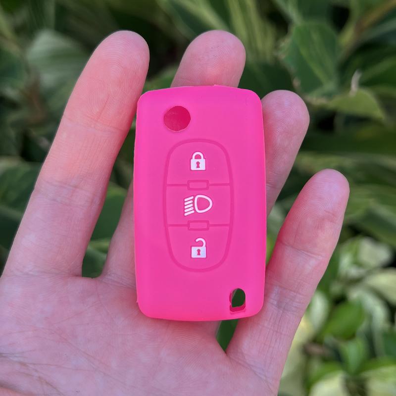 Silicone Rubber Car Key Cover Case Shell Protect For Citroen C2 C4 C5 Picasso Xsara C5 C6 C8 Folding 3 Button Key Accessories
