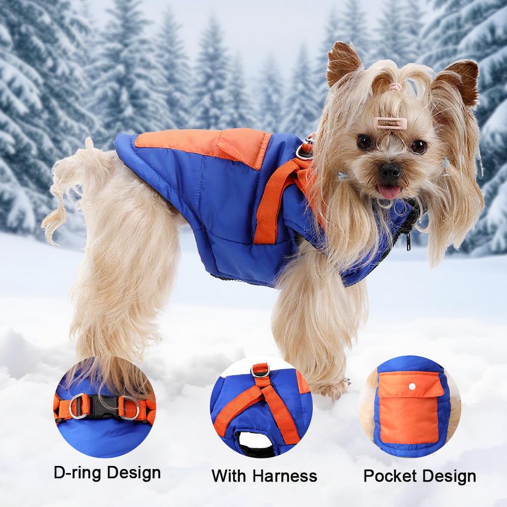 Autumn Winter Dog Jacket Clothes For Small Dogs Cat Windproof Cute Puppy Vest Coat With Harness Pocket Yorkie Outfits Apparel