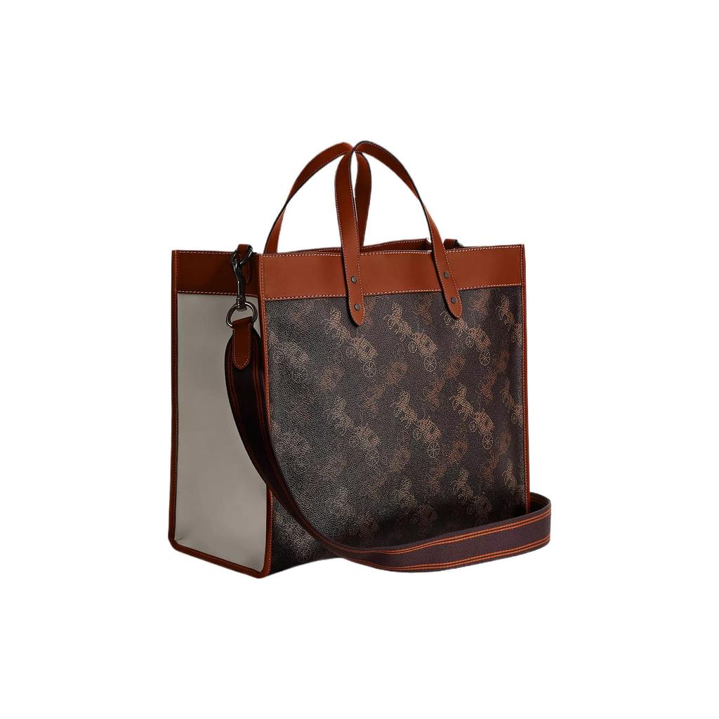 Coach Field 40 Tote Bag With Removable Shoulder Strap And Logo Print Women Tote Bags Brown Coffee CP446-W8F
