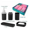 Black Pattern Tray Resin Bathroom Set Toothbrush Holder Soap Dispenser Soap Dish Bathroom Accessories Set Home Decor 5pcs/Set