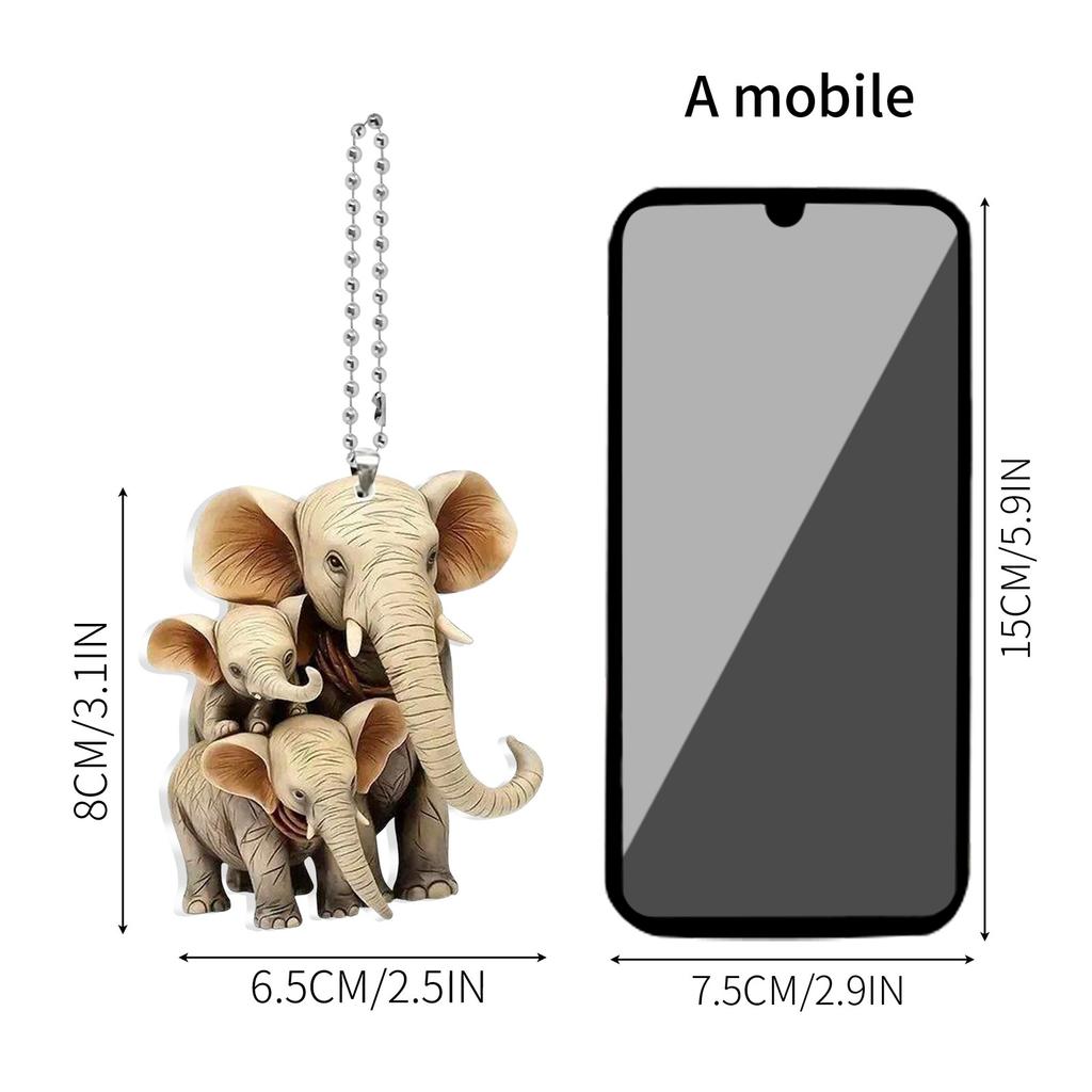 2D søt bil akryl flat bakspeil anheng nøkkelring tilbehør