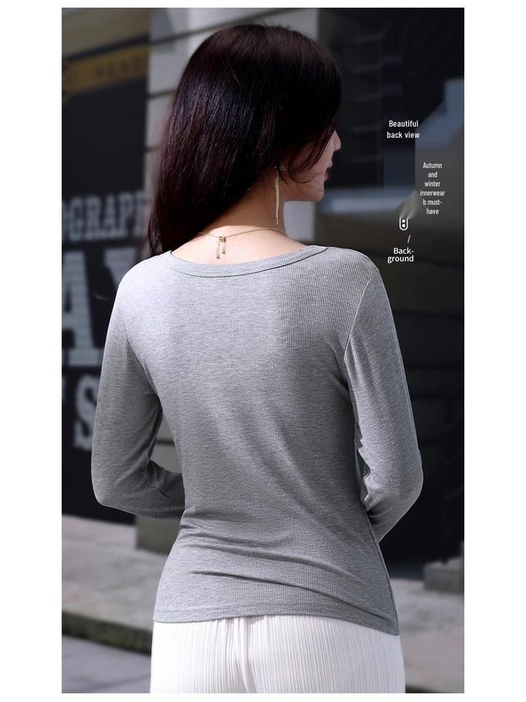 Autumn Korean Style Women's Slim-Fit Long Sleeve Round Neck T-shirt