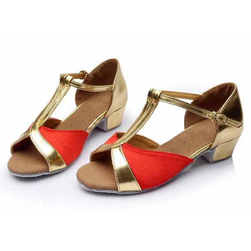Low Heel 3.5cm Girls Kids Latin Dance Shoes Sequins Salsa Modern Tango Party Ballroom Dancing Shoes