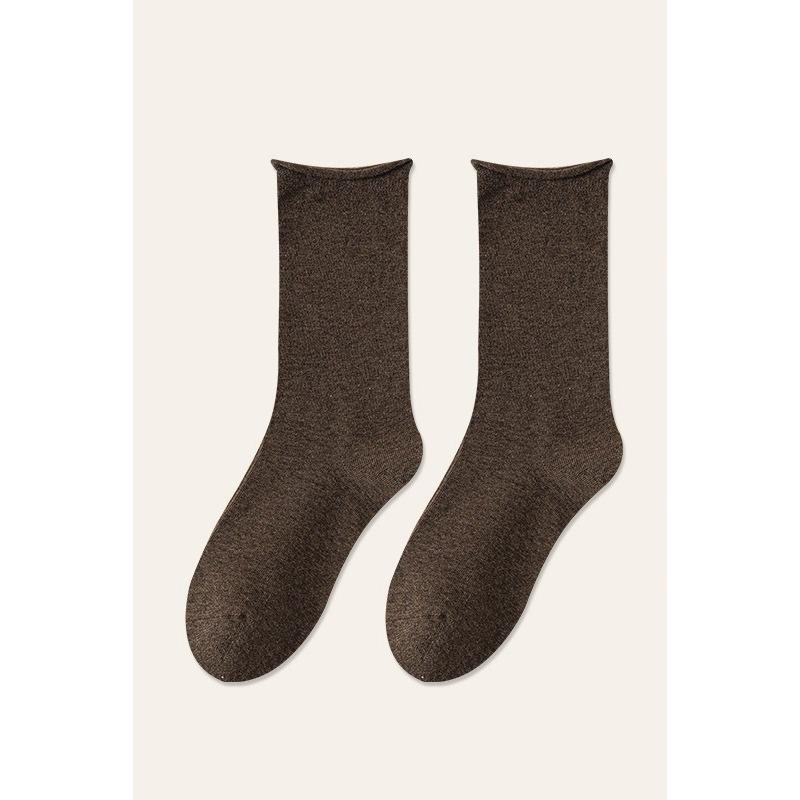 

Бесшовные носки, Женские носки до середины икры с защитой от образования катышков, Носки до середины икры с отворотом, Послеродовые носки из чистого хлопка с антибактериальным и дезодорирующим эффектом, Махровые носки 1 pair кофейный