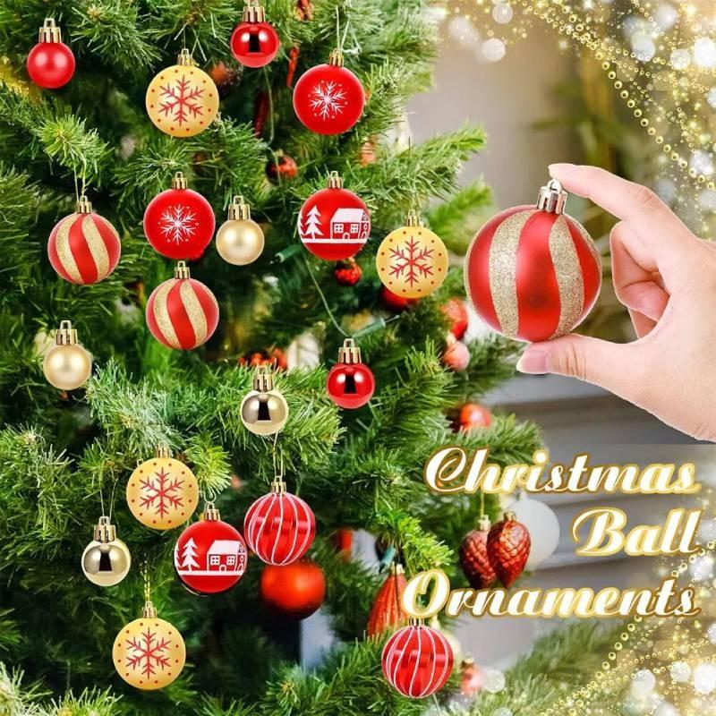 Charming 44 Piece Decorative Christmas Balls In Unique Shapes For Elegant Holiday Display