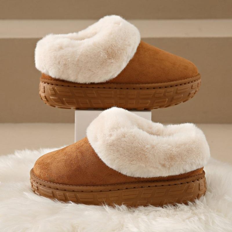 Foreign trade new plush thickened wool half tray cotton shoes women's cross-border suede warm large size plush cotton shoes